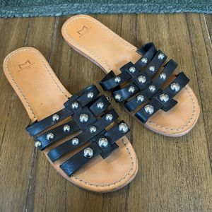 Marc Fisher black leather slides sandals
